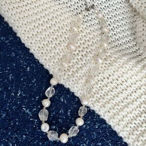 Elegant summer Crystal Quartz & Pearl Chunky Necklace (NWOT) – 12–15mm ✨